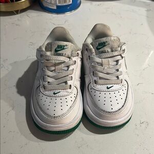 Nike Air Force 1 White with Green Trim Sneakers